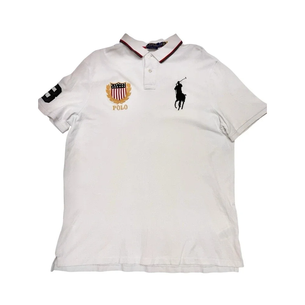 Polo Ralph Lauren Big Pony USA Crest Polo Shirt Men’s XL White Classic Fit